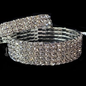 5-Row Silver Rhinestone Crystal Stretch Bracelet - Bikini Competition, NPC, Prom, Wedding