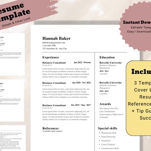 May include: A yellow and black graphic with the text "Includes: 3 Templates: Cover Letter Resume References Sheet + Tip Guide for Success" with a white border. The graphic is on a white background.