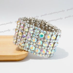 Silver AB stone stretch bracelet  -Bikini Competition Jewelry, prom jewelry, special occasion, gifts for her, graduation, accessories