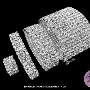 Clear/Silver rhinestone stretch bracelet set -Bikini Competition Jewelry, Bridesmaid, Prom jewelry, gifts for her, accessories