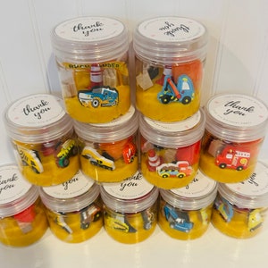 Truck Play Dough Jar Party Favors
