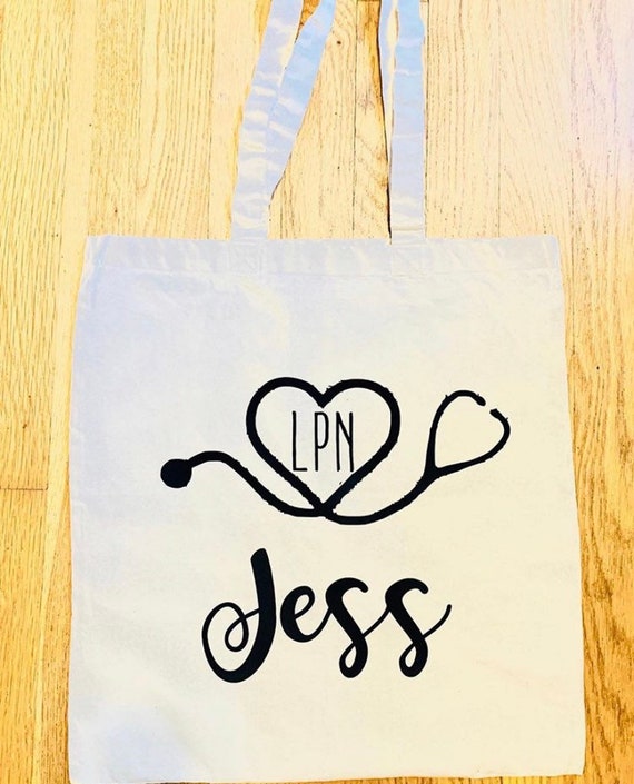 Personalized Nurses Canvas Tote Bag