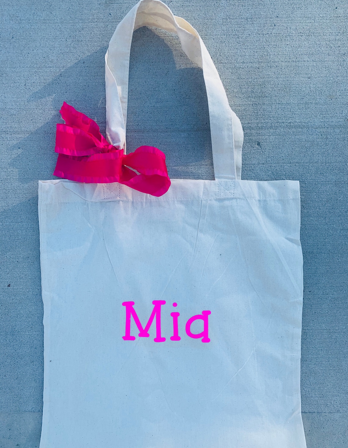Personalized Tote Bag With Ribbon Etsy