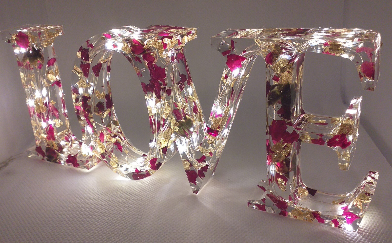 Epoxy Resin Anniversary gift Light Ornament Handmade Love real Etsy