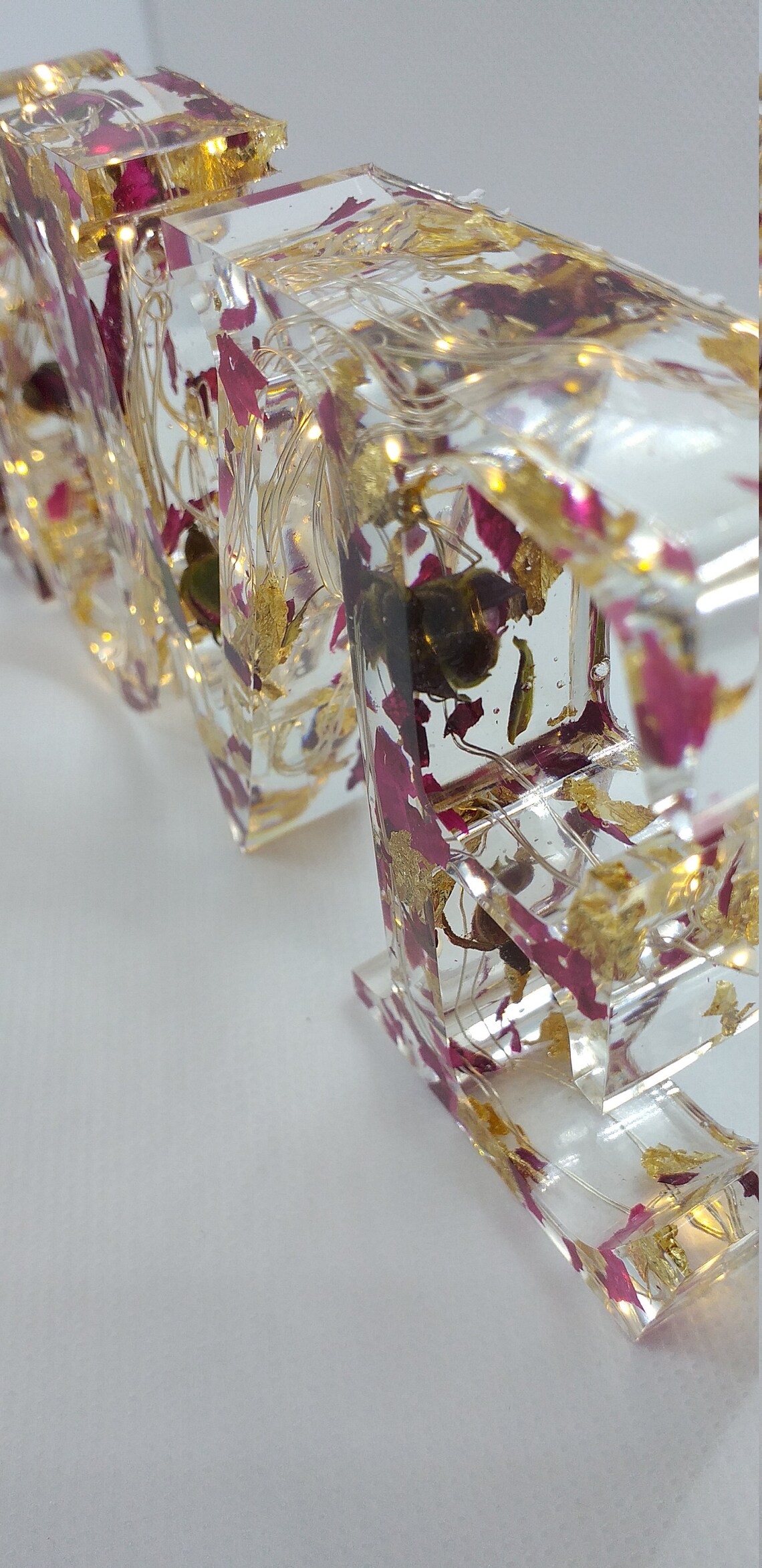 Epoxy Resin Anniversary gift Light Ornament Handmade Love real Etsy