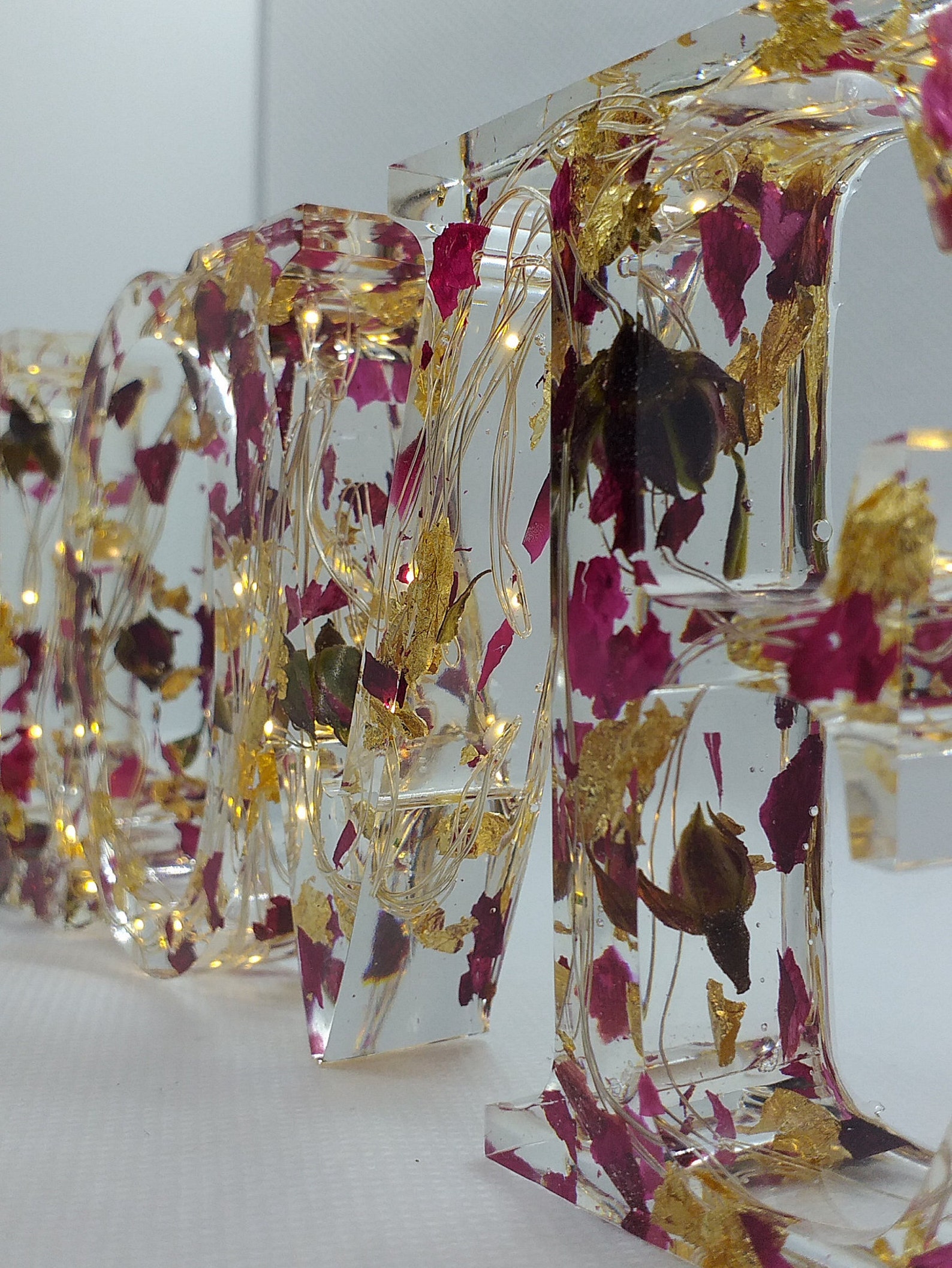 Epoxy Resin Anniversary gift Light Ornament Handmade Love real Etsy