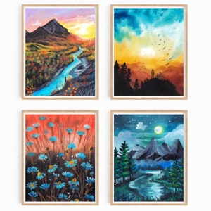 Peinture murale d&#39;art nature, impression de paysages naturels, impression de montagne, art mural de paysages forestiers, art de randonnée