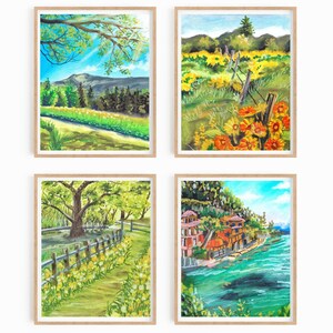 Nature painting wall art, nature landscape prints, mountain print, Forest landscapes wall art, hiking art