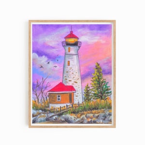 Lighthouse print, seaside wall decor, ocean artwork, light house room decor, lighthouse home decor