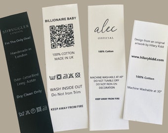 Wash Care Labels, Design Your Own Label, Customisable Wash Labels, Sew in Care Labels for Clothing, Accessories & Homeware