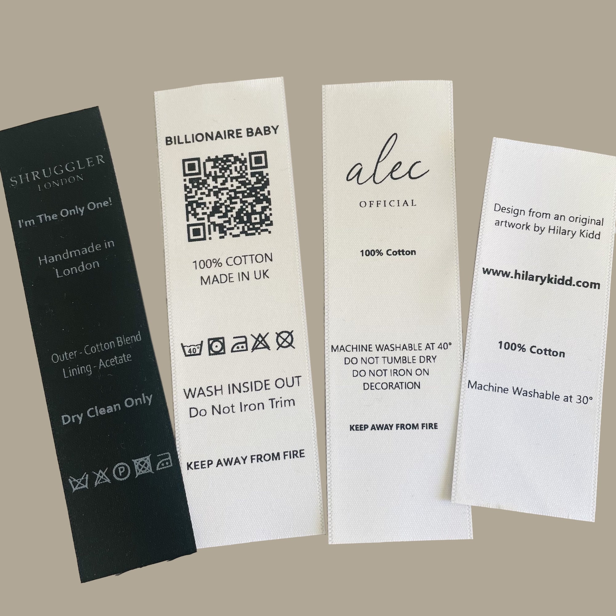 Fabric Labels Custom Satin Care Label Clothing Labels Black Ink