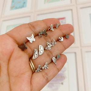 Boucles d'oreilles, en acier inoxydable, mini, original et délicat