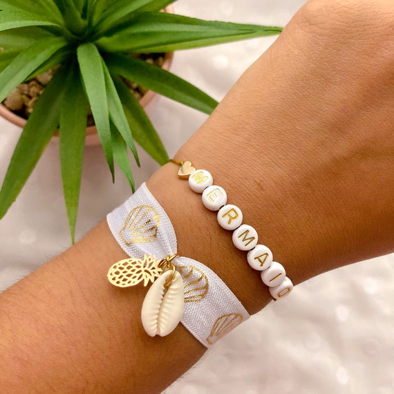 Ensemble de bracelets ruban élastique pour femme, avec coquillage -   France