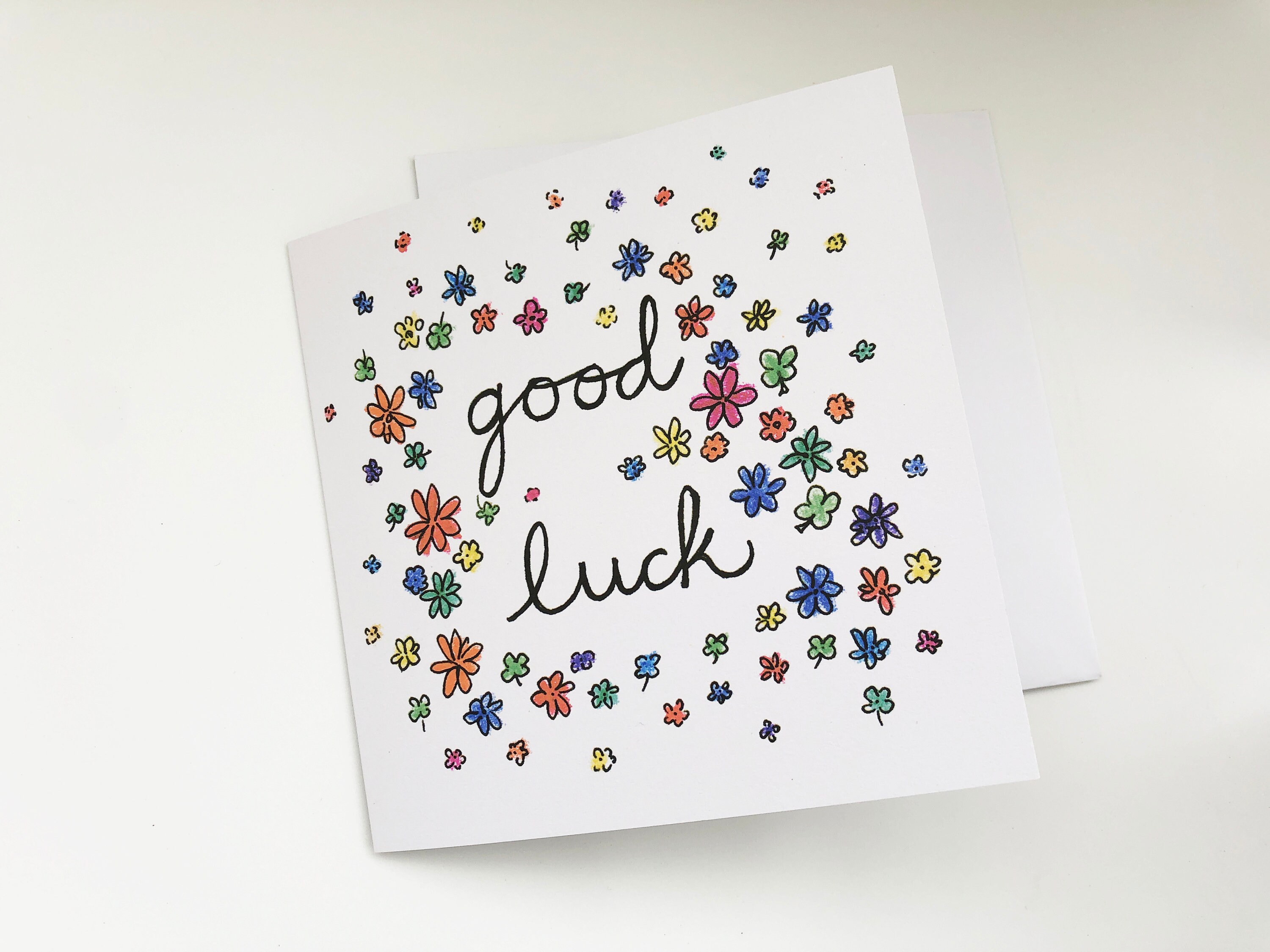 Good Luck Greeting Card/Originally Hand Drawn Ink and Wax | Etsy