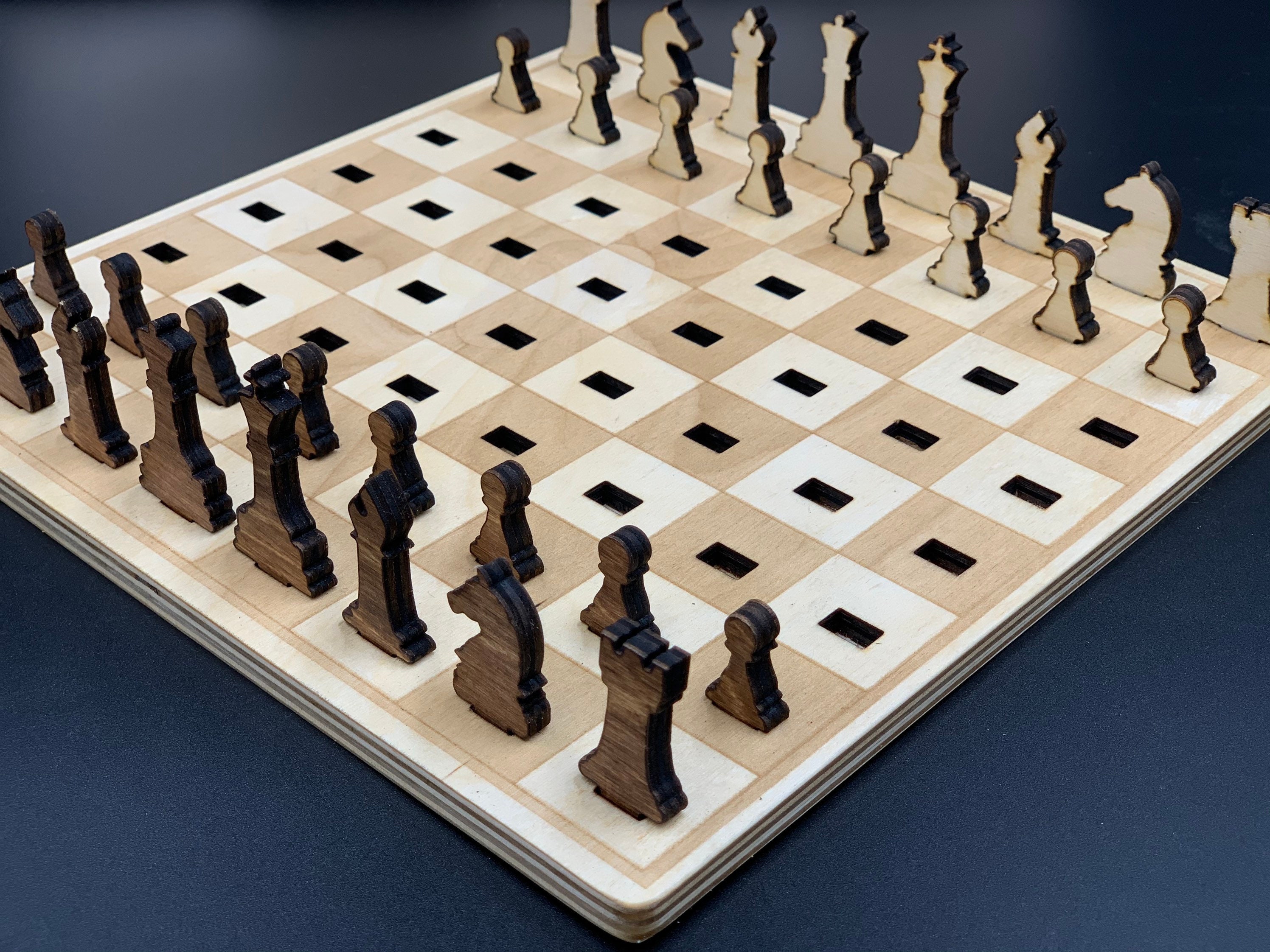 Brand New Handmade Chess Set Solid Baltic Wood Board Laser Cut Etsy