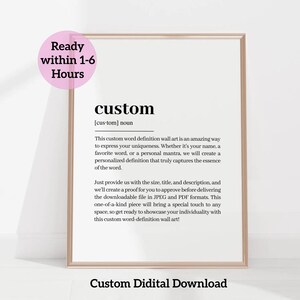 Custom Wall Art, Word Definition Poster, Quote Printables, Custom Wall Art Print, Definition Prints, Personalized Print, Digital Download