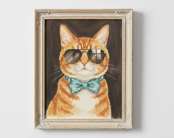 Whimsical Cat Decor, Trendy Cats Poster, Colorful Cat Art, Fun Feline Artwork (Digital Download)
