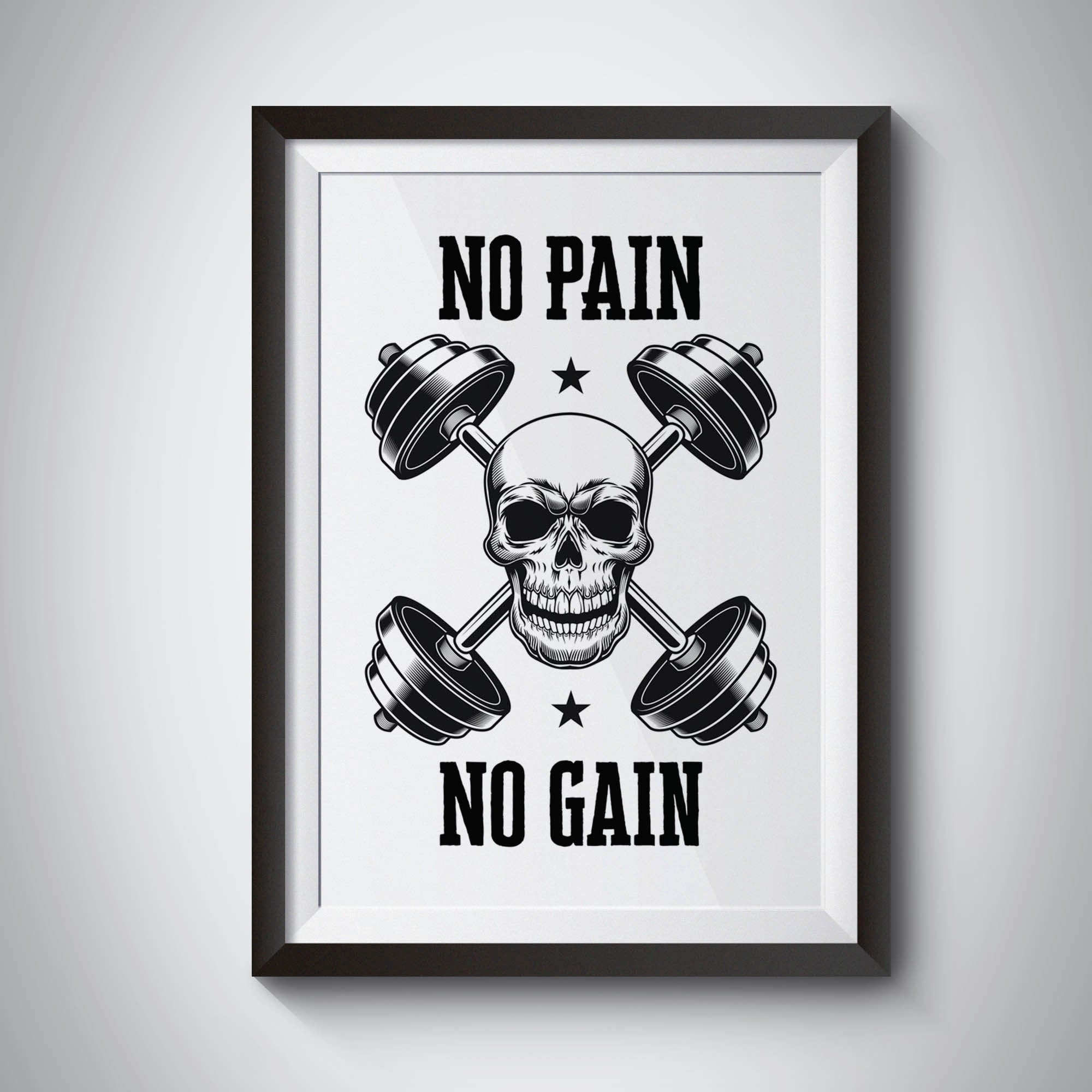 Workout Motivational Print, Inspirational Art, "no Pain No Gain" Poster ...