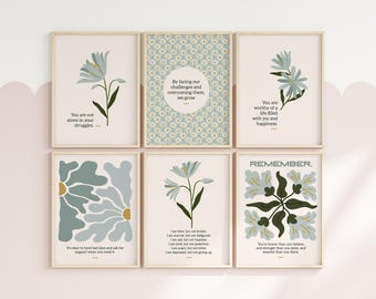 Boho-posters geestelijke gezondheid, decor therapiekantoor (digitale download)