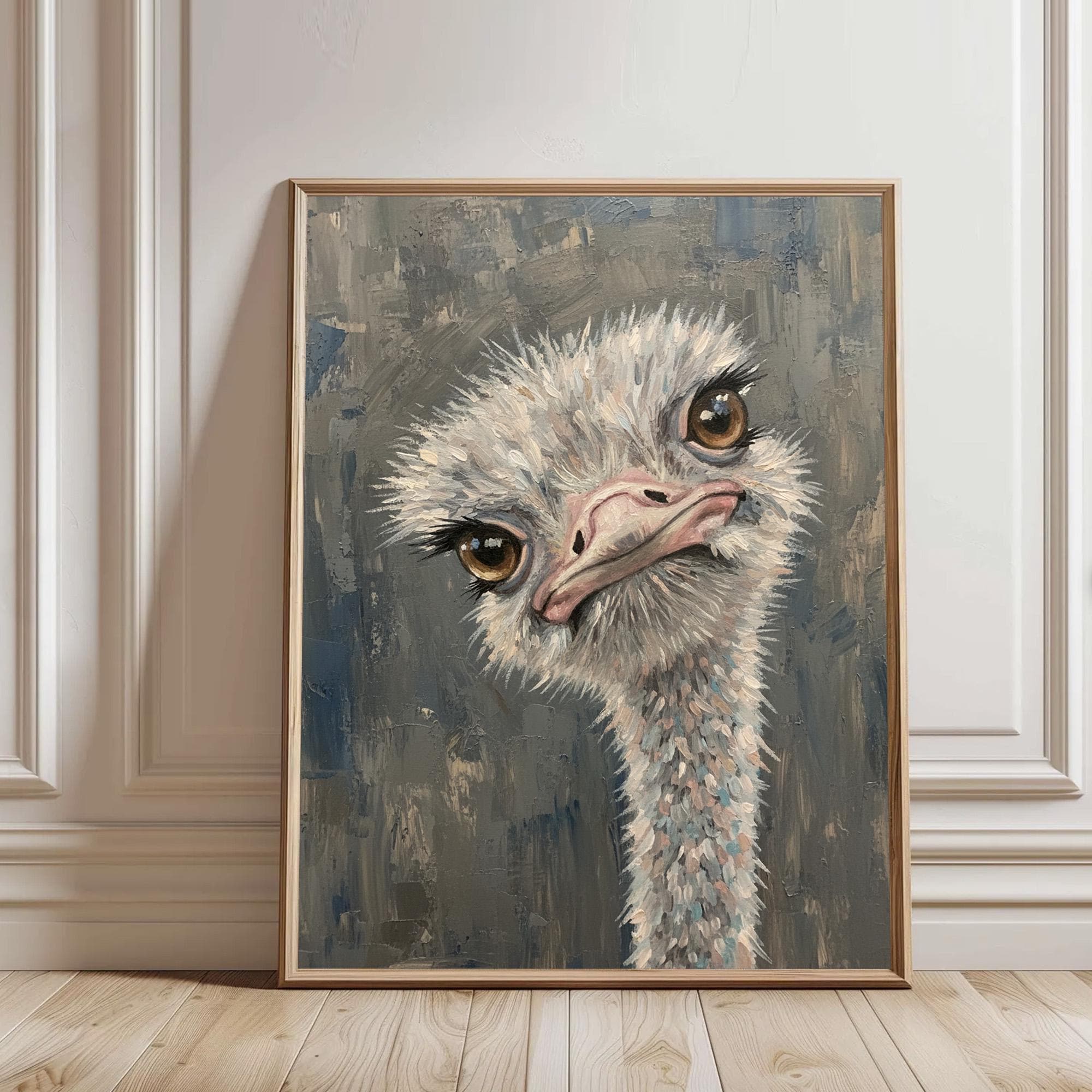 絵画ANNA.k ダチョウの背中 キンカチョウの絵画 キスする鳥 水彩画 アートプリント 枝に止まる2羽