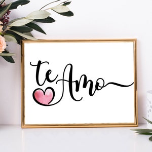 Love Te Amo Wall Art Printable Poster Trendy Love Download Red Love Poster Couples Art Print Modern Room Decor Romantic Valentine Art