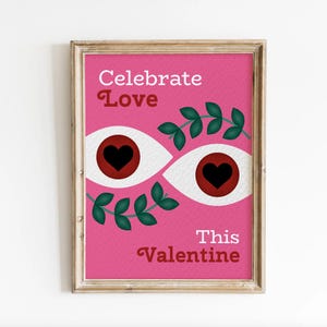 Valentine&#39;s Day Poster, Celebrate Love This Valentine, Pink Wall Art, Romantic Art Prints, Love Abstract Wall Decor, Digital Poster
