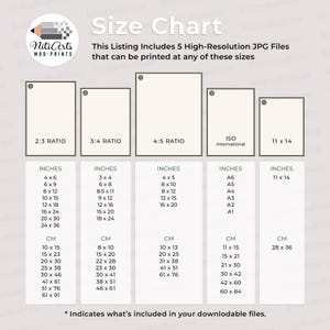 Shalom Hebrew Calligraphy Wall Art size chart