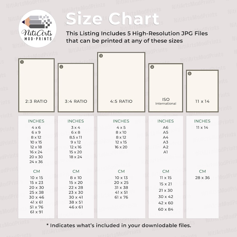 Shalom Hebrew Calligraphy Wall Art size chart
