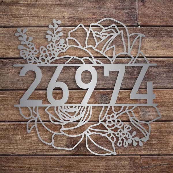 Custom Floral Metal Address Sign, Metal House Numbers, Address Porch Plaque Number Sign, Flowers Address Sign - WELCOME SIGN - Christmas