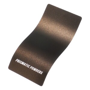 Peut inclure: Un &eacute;chantillon de rev&ecirc;tement en poudre bronze m&eacute;tallique. La poudre a une texture fine et scintillante. L'&eacute;chantillon est &eacute;tiquet&eacute; "Prismatic Powders".