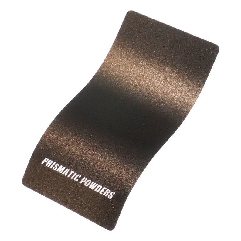 Peut inclure: Un &eacute;chantillon de rev&ecirc;tement en poudre bronze m&eacute;tallique. La poudre a une texture fine et scintillante. L'&eacute;chantillon est &eacute;tiquet&eacute; "Prismatic Powders".