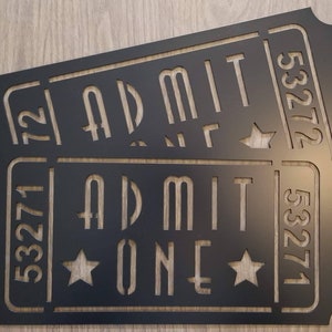 Admit One Movie Ticket - Metal Wall Art Sign - Steel Home Theater Decor - Cinema - Media Room Decor- Birthday Perfect Gift, Christmas