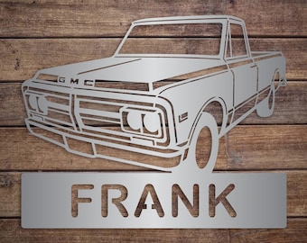 Personalized 1970 GMC Truck Metal Sign: Man Cave Garage Decor