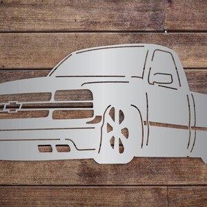 2002 Chevy Silverado Lowrider Metal Sign: Garage Wall Art