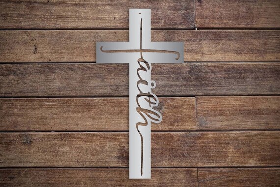 Faith Cross Metal Wall Hanging: Christian Home Decor