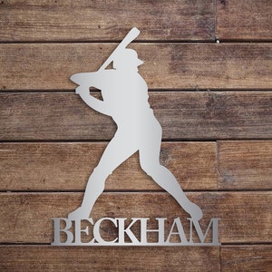 Personalized Baseball Player Metal Name Sign: Sports Decor