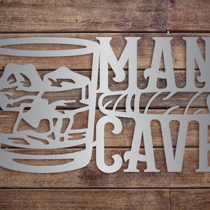 MAN CAVE Cigar Bourbon Metal Sign - Man Cave Decor - Bar Decor - Wall Decor - Man Cave Wall Hanging - Perfect Christmas Gift - Birthday Gift