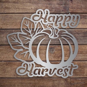 Happy Harvest Pumpkin Metal Wall Decor - Autumn Festive Art