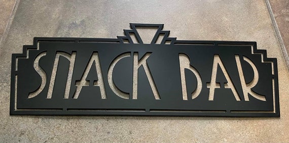 Retro Snack Bar Metal Sign - Home Theater Decor - Custom Cinema Art
