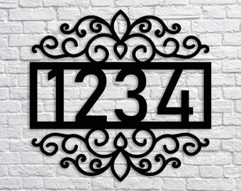 Custom Metal Address Sign: Ornate House Numbers Plaque