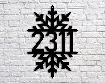 Personalized Snowflake Address Sign: Metal Winter Decor
