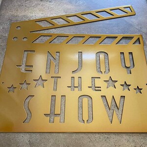 Enjoy The Show Metal Sign: Retro Home Theater Decor