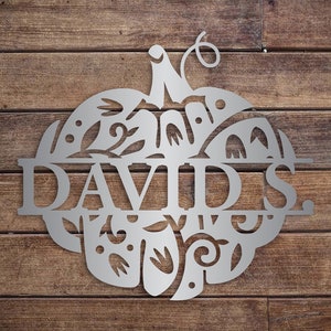 Custom Metal Pumpkin Monogram Sign - Fall Decor
