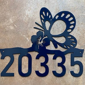 Custom Metal Address Sign: Butterfly & Flower House Numbers
