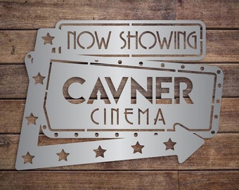 Personalized Home Cinema Metal Sign: Retro Theater Decor