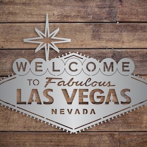 Welcome to Las Vegas Metal Sign - Personalized Metal Wall Hanging - Man Cave Decor - Game Room Decor - Father&#39;s Day Gift - Christmas Gift