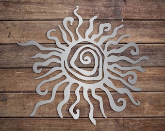 Funky Sun Metal Wall Art: Plasma Cut Home Decor