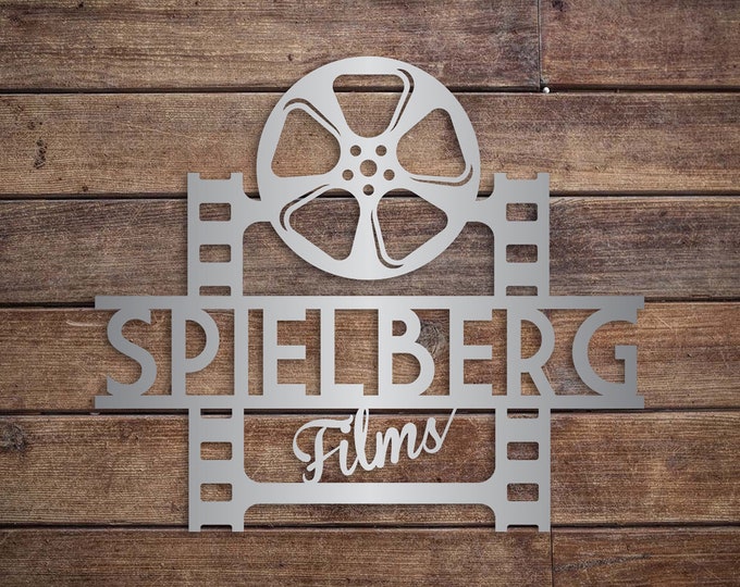 PERSONALIZED Retro Film Reel Theater Metal Sign - Home Theater Decor - Movies at Home - Wall Hanging - Home Cinema Decor - Christmas Gift