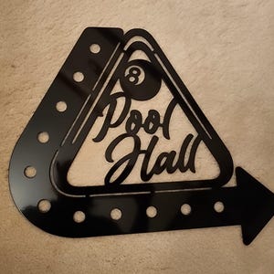 Pool Hall Sign - Billiards Room Metal Sign - Game Room Decor - Man Cave Wall Hanging - Many Colors - Father's Day Gift - Christmas Gift