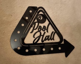 Pool Hall Metal Sign: Billiards Room Decor, Man Cave Wall Art